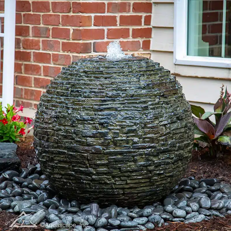 Aquascape Stacked Slate Sphere Fountain Kit - 32" Diameter (81 cm) official Aquascape image 2