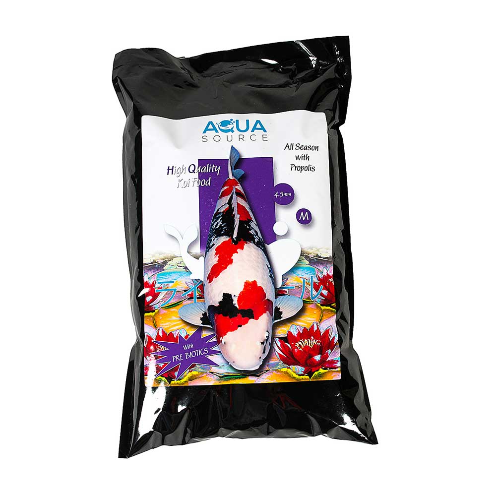 Aqua Source All Season with Bee Propolis 3kg floating koi food in 3mm and 4.5mm pellets