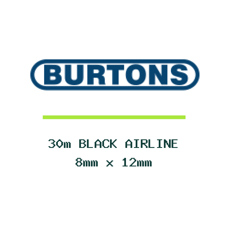 Burtons 30m Black Airline 8mm x 12mm
