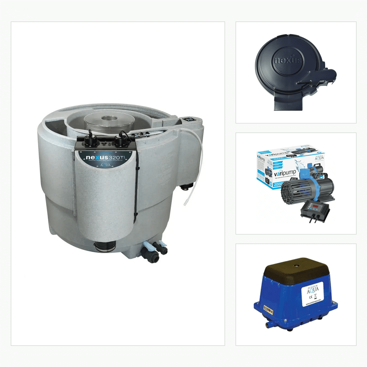 Evolution Aqua Nexus 320 Titanium complete filter kit with built-in UV, Varipump 20000, Airtech 95 and free Nexus lid