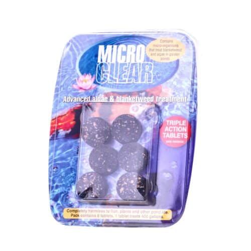 Nishikoi MicroClear tablet packaging and pond guidance