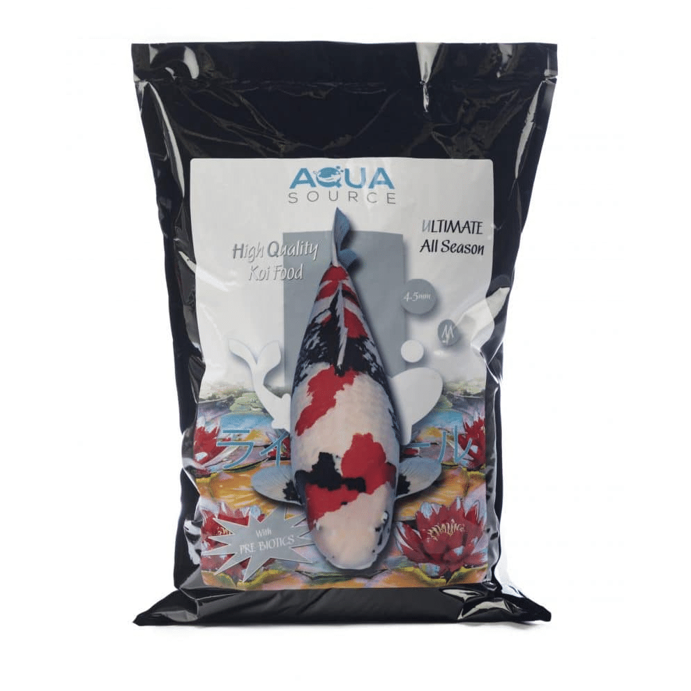 Aqua Source Ultimate All Season koi food with garlic and propolis for year-round koi health