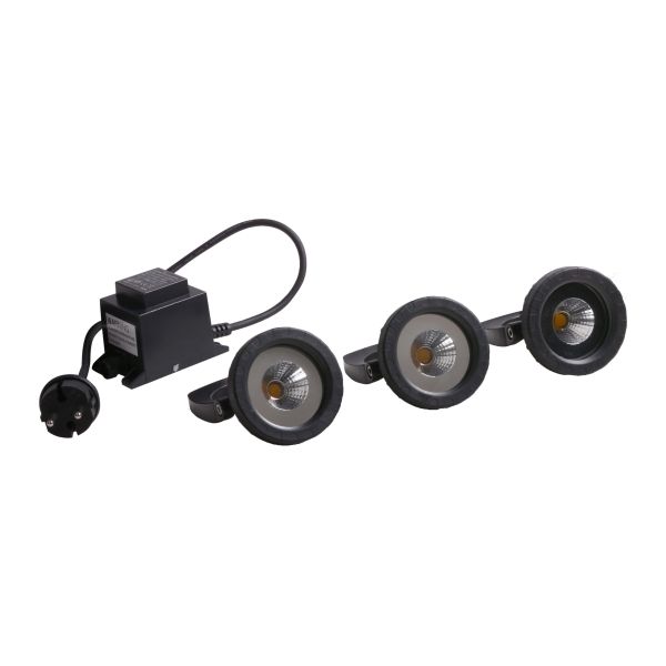 AquaForte floating fountain lighting set with three 6W lamps