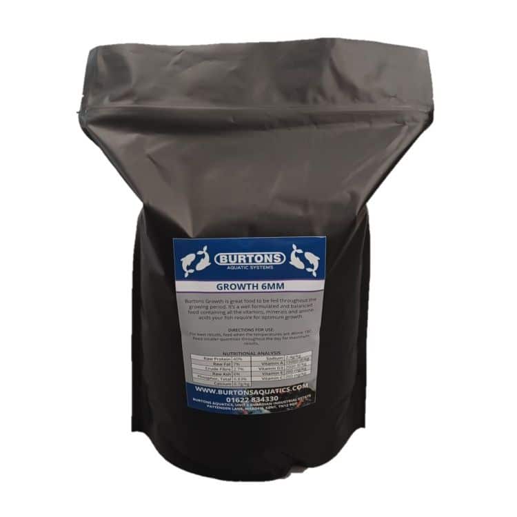 Burtons Growth Food high protein 6mm koi pellets for healthy growth and development