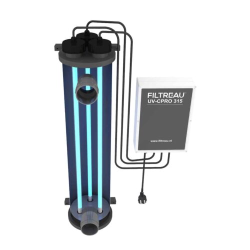 Filtreau UV-C Pro HDPE315W cutaway showing three lamps inside the housing