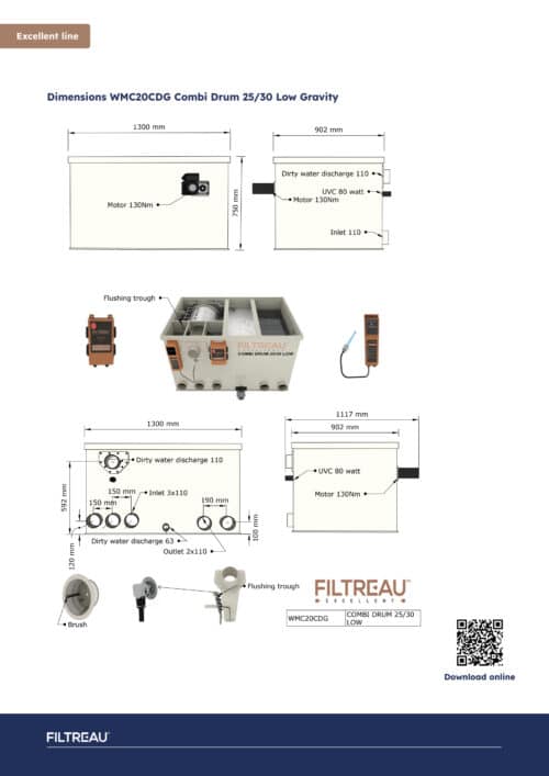 Filtreau WMC20CDG filter manufacturer dimensions