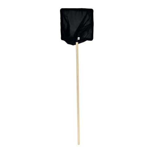 Norfine fine black mesh leaf net with 25 by 23cm head and 1m wooden handle