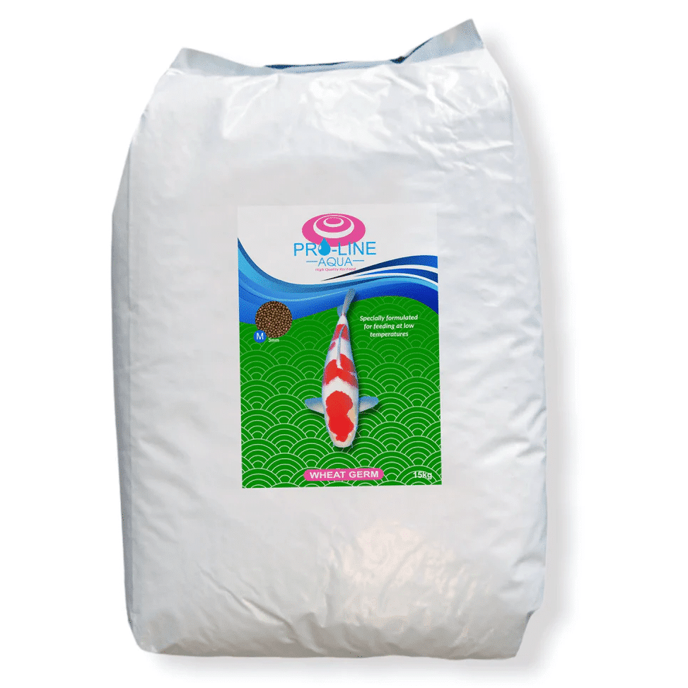 Pro Line Aqua Wheatgerm 15kg 3mm koi food for cold weather feeding, digestion support, and koi immune health
