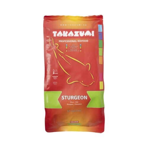 Official Takazumi Sturgeon 1.5kg bag showing 4.5mm sinking pellets