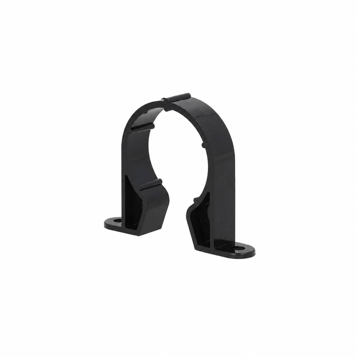 Black Kockney Koi 1½ inch saddle pipe clip with two mounting holes