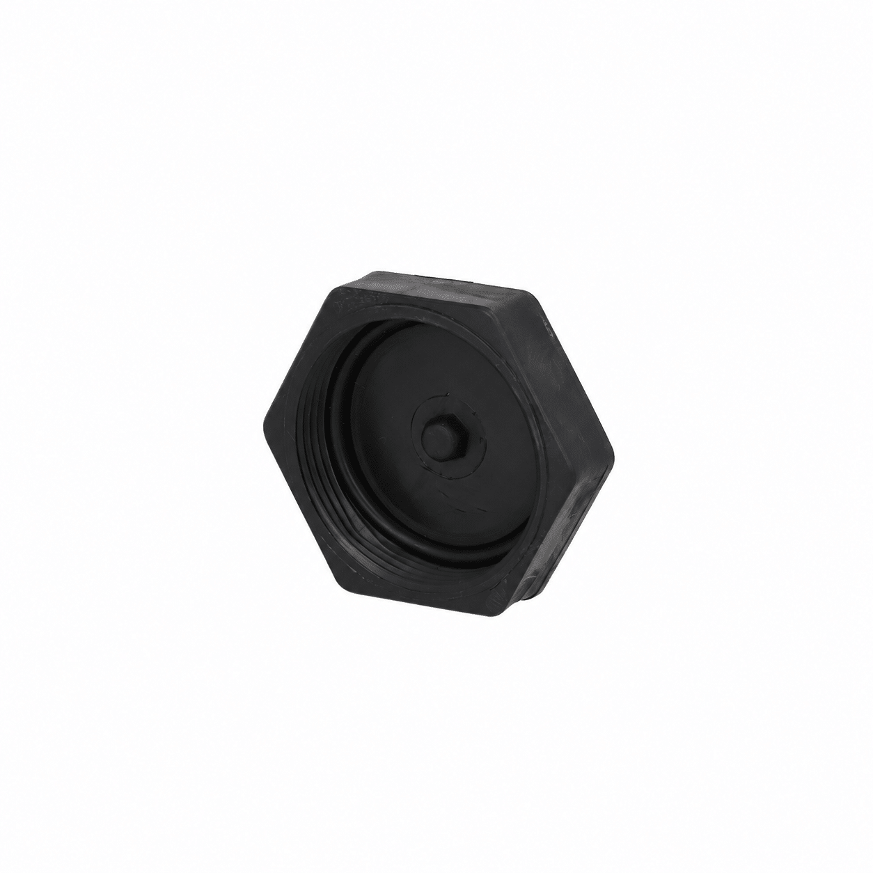 Inside of the black Kockney Koi threaded blanking cap showing its sealing ring
