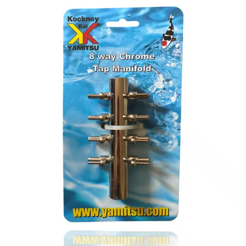 Hi-Flow eight-outlet chrome air manifold in Kockney Koi packaging