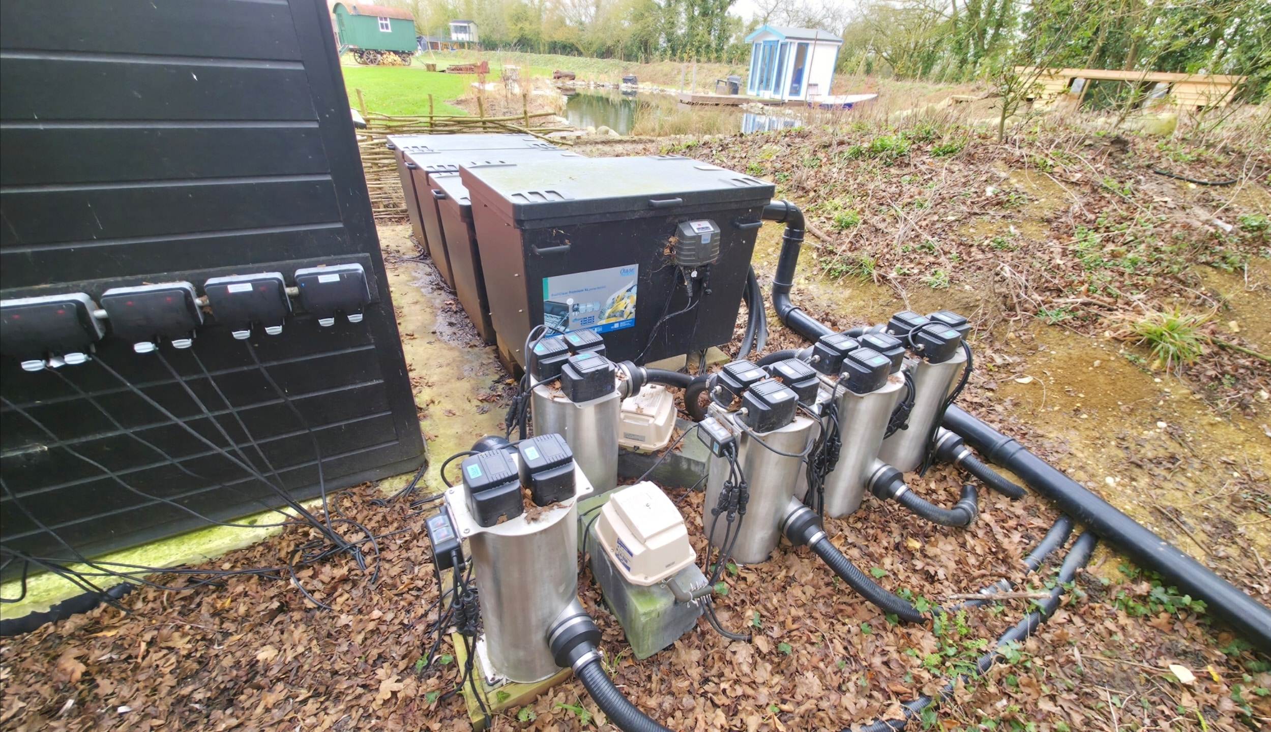 Oase XL filter system and Premium UV units at one of our swimming pond installations